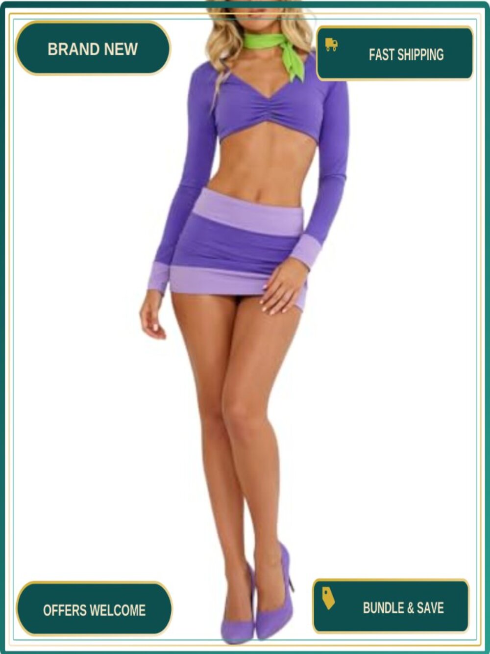 Women Halloween Velma Daphne Costume Set Polyester Elastane Cosplay